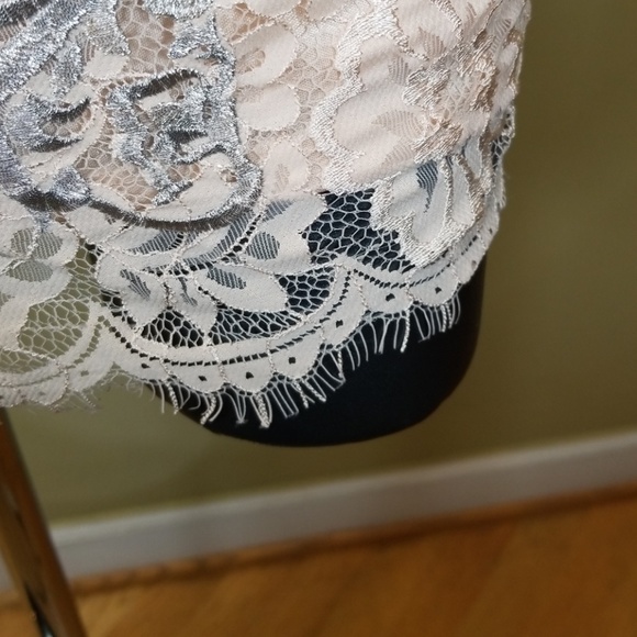 BEBE SEXY PINK LACE DRESS W/ SILVER EMBROIDERY - Picture 5 of 7